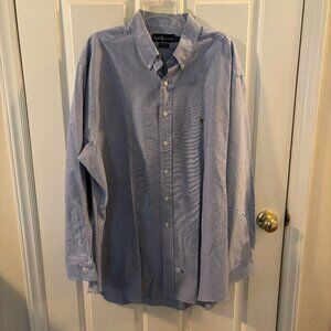 Ralph Lauren Yarmouth Long Sleeve Classic Blue Button-Down Shirt ~XL ~ NWOT